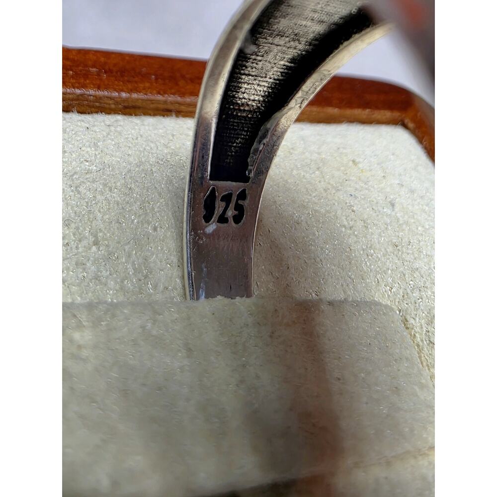 S10 Natural Turquoise Signet Engraved Ring 925 Sterling Silver - Picture 8 of 9